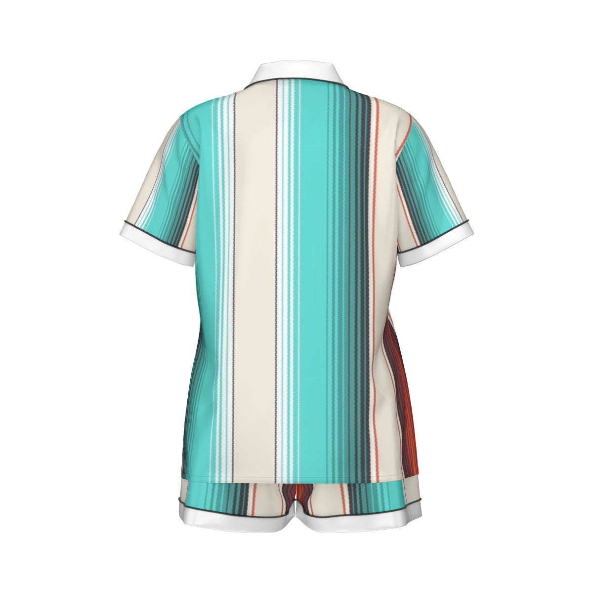 All-Over Print Women's Imitation Silk Pajama Set With Short Sleeve