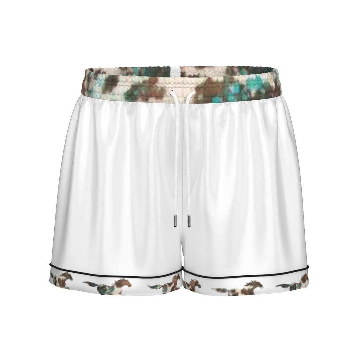 All-Over Print Women's Imitation Silk Pajama Set With Short Sleeve