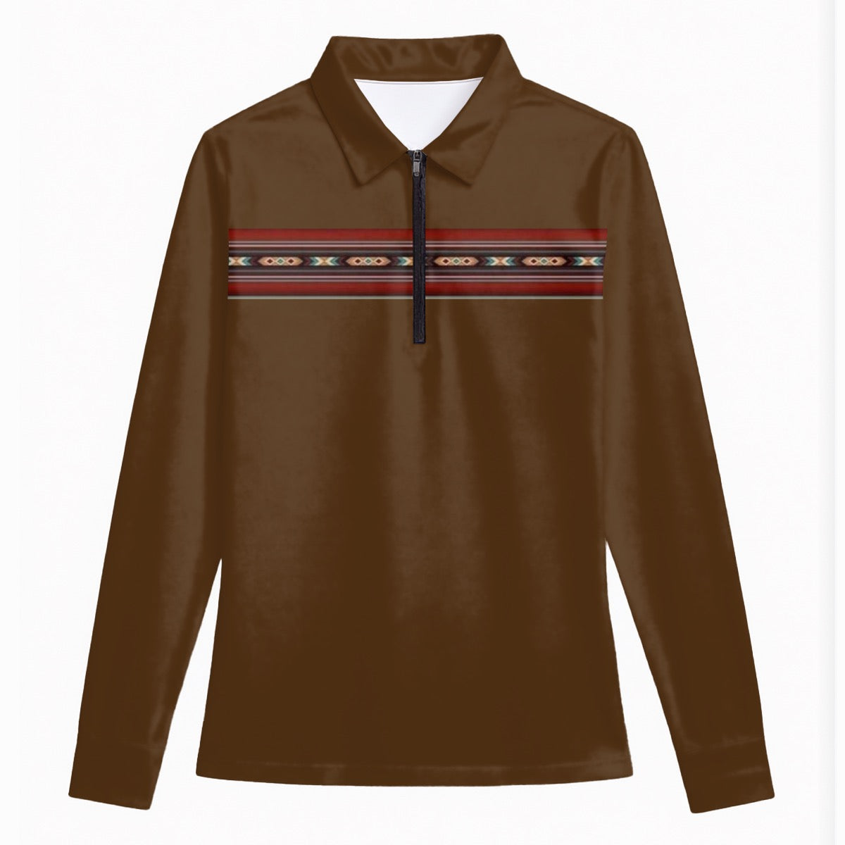 All-Over Print Women's Quarter Zip Sport Shirt With  Long Sleeve