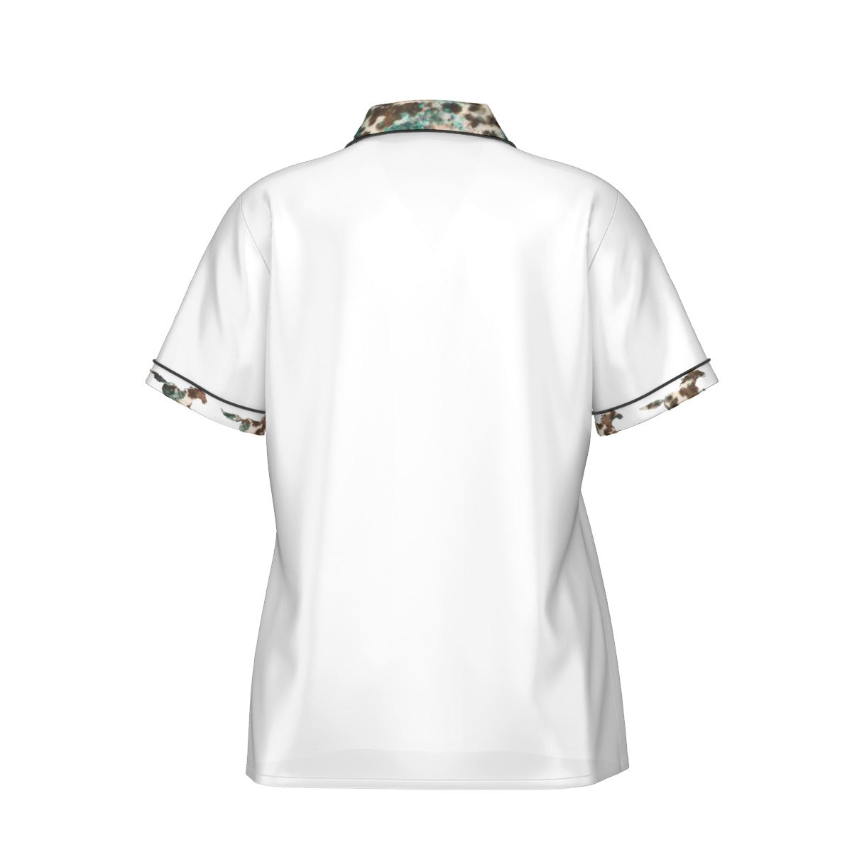 All-Over Print Women's Imitation Silk Pajama Set With Short Sleeve